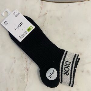 Dior Black Crew Socks with White Logo Cuff GWP